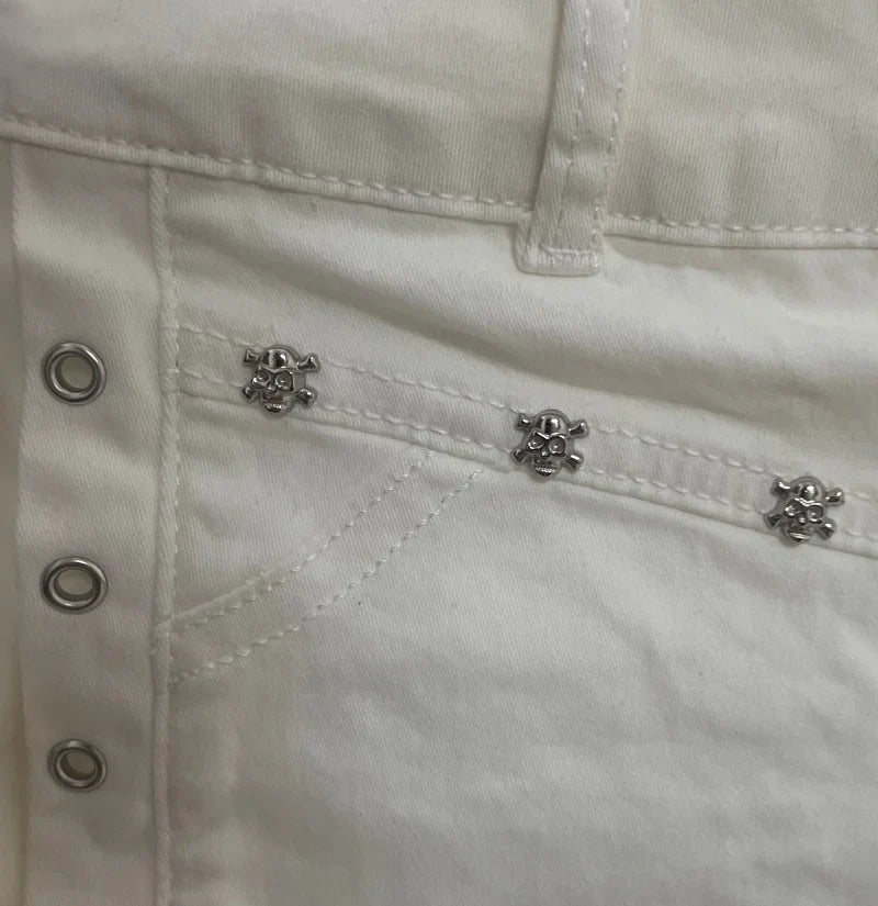 Sexy Low Rise Denim Super Shorts White Women's Summer Rivet Skinny Hot Pant Black Y2k Micro Short Jeans Korean Style Booty Short
