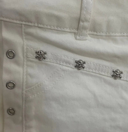 Sexy Low Rise Denim Super Shorts White Women's Summer Rivet Skinny Hot Pant Black Y2k Micro Short Jeans Korean Style Booty Short