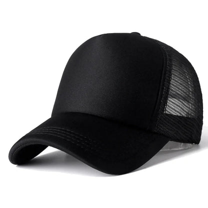 Mesh Baseball Cap Adjustable Snapback Hats For Women Men Unisex Hip Hop Trucker Cap Dad Hat Sponge Soft Breathable Black