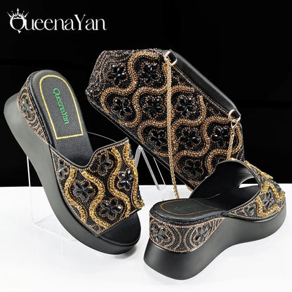 High Quality 2025 Newst Hot Selling Open Toe Slingback Sandals with Bag Set in Green Color For Women Wedding Party