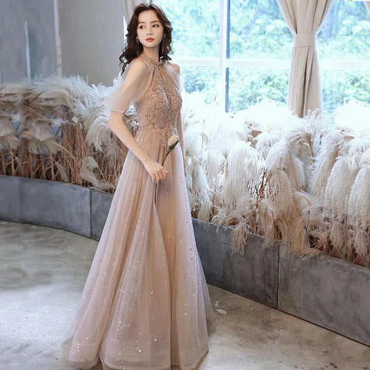 Champagne Dresses Elegant Women's Evening Dress New Banquet Style Bridesmaid Dress Fairy Quinceanera Dress Sukienki Customized