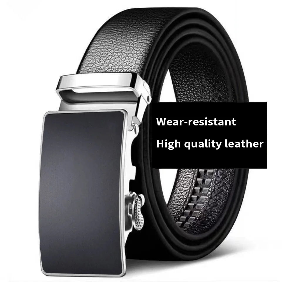 Cowhide Belt, Men's Leather Belt, Automatic Buckle, Men's Top Layer, High-End Trendy Buckle