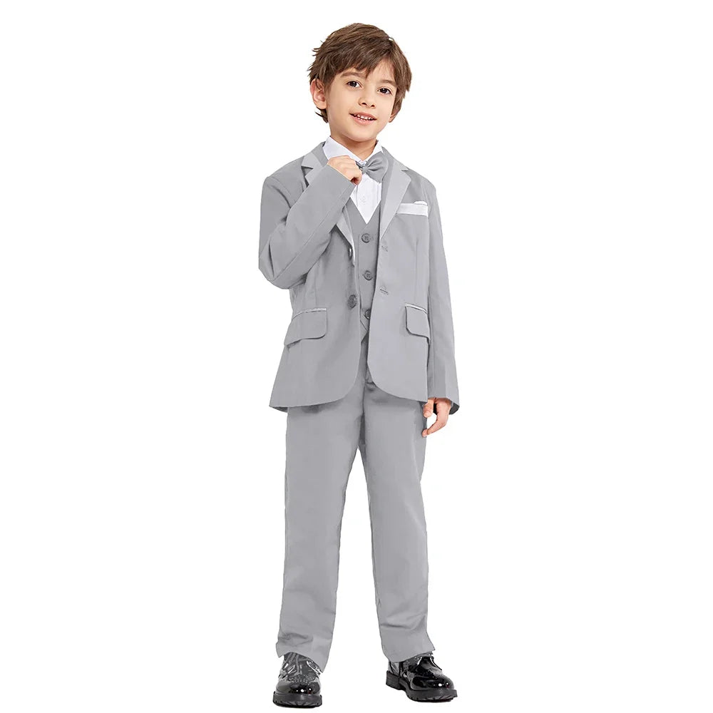 5Pcs/6Pcs Boys Suits Tuxedo Formal Blazer Page Boy Suit Slim fit for Wedding Party 2-14Years