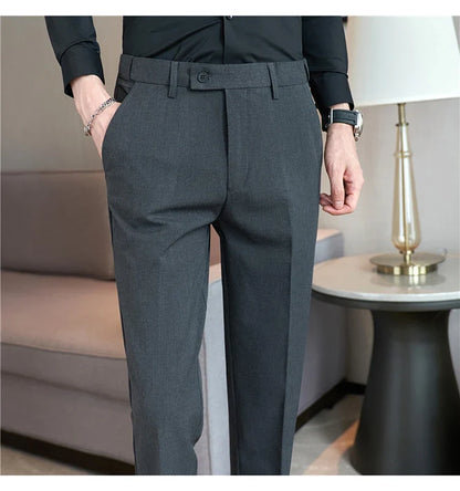 Men Suit Pant Autumn Elastic Waist Solid Slim Fit Dress Pants Business Casual Office Social Trouser Plus Size 40 38 Men Clothing