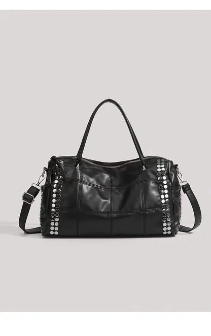 New Y2K Fashion Retro Rivet Tote Bag Women's High-end Handbag Large Capacity Motorcycle Shoulder Bag Daily Commute Crossbody Bag