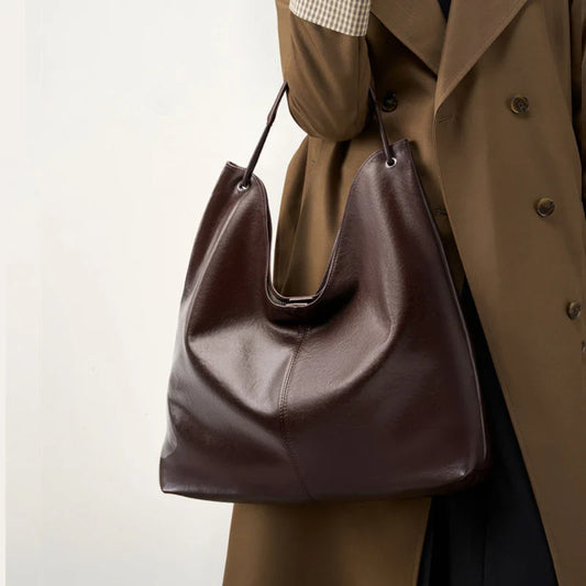 Luxury Genuine Leather Handbags Large Slouchy Hobo Shoulder Bags For Women Cowhide Shopping Tote Business Work Purses