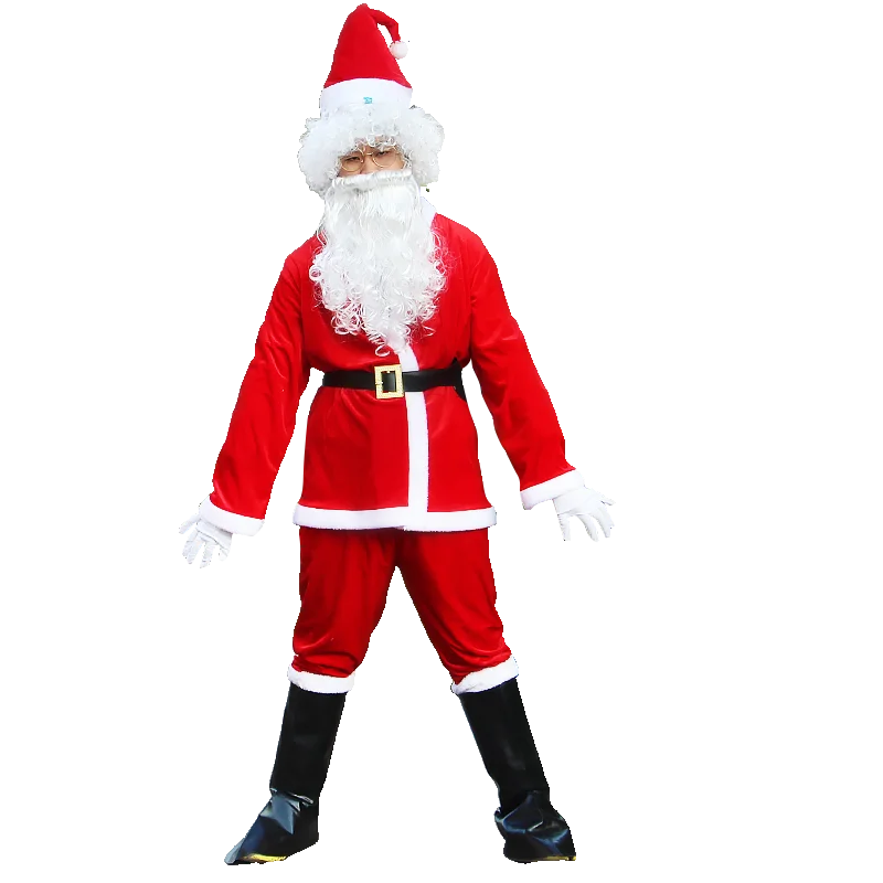 High Quality Christmas Santa Claus Clothes New Year Eve Christmas Cosplay Costume Suit For Adults Family Party Dress Up