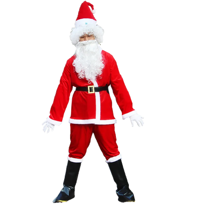 High Quality Christmas Santa Claus Clothes New Year Eve Christmas Cosplay Costume Suit For Adults Family Party Dress Up
