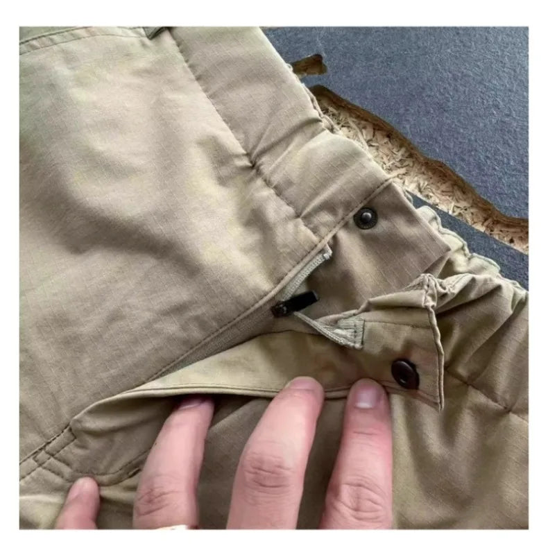 Men's Hiking Pants Waterproof Windproof American Workwear Light Weight Cargo Pants Men Loose Outdoor Trekking Trousers Male