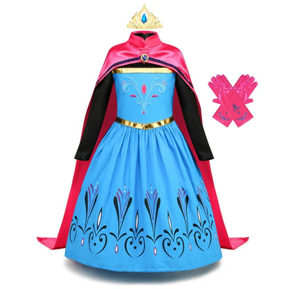Elsa Dress for Girls 2-10 Yrs Birthday Role Anna Elsa Princess Dress for Kids Halloween Carnival Party Girls Costume