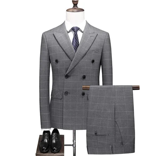27 Colors ( Blazer + Vest + Pants ) Boutique Fashion Plaid Formal Office Business Mens Suit Three Pieces Groom's Wedding Dress