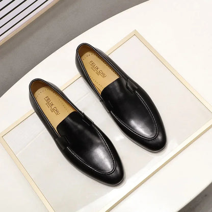 Designer Fashion Mens Loafers Leather Handmade Black Brown Casual Business Dress Shoes Party Wedding Men's Footwear