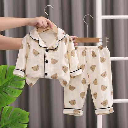 New Spring Autumn Baby Clothes Children Boys Sleepwear Tops and Pants Kids Pajamas Infant Girls Clothing Toddler Cartoon Costume