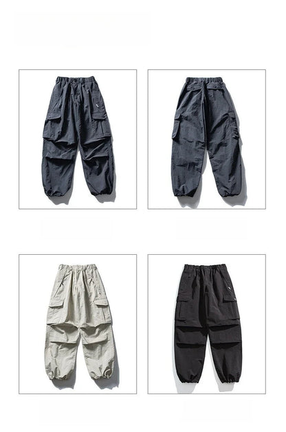 Mens Womens Spring Summer Lightweight Quick Dry Baggy Loose Paratrooper Cargo Pants Outdoor Techwear Multi Pocket Streetwear