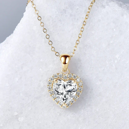 2ct D Color Moissanite Love Heart Pendant Necklaces 925 Sterling Silver Necklace Chains for Women Wedding Jewelry Gift