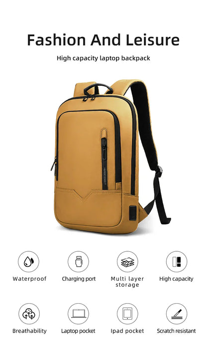 Heroic Knight Thin Male Work Backpack Multifunctional Fashion 15.6 In Laptop Backpack Casual Waterproof Business Travel Daypack