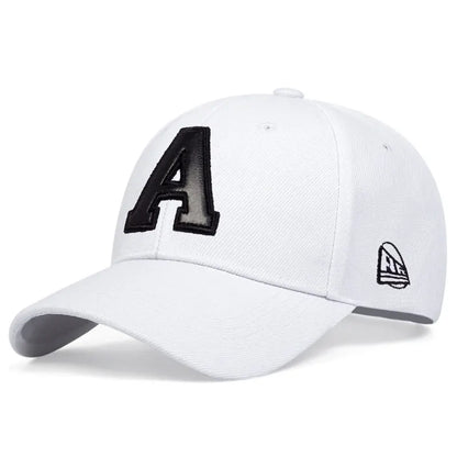 Unisex A Letter Leather Label Embroidery Snapback Baseball Caps Spring and Autumn Outdoor Adjustable Casual Hats Sunscreen Hat
