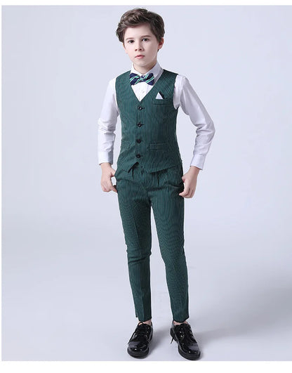 Boys Summer Wedding Suit Kids 1Year Birthday Vest Pants 2PCS Formal Suit Child Party Ceremony Costume Teenager Photography Suit