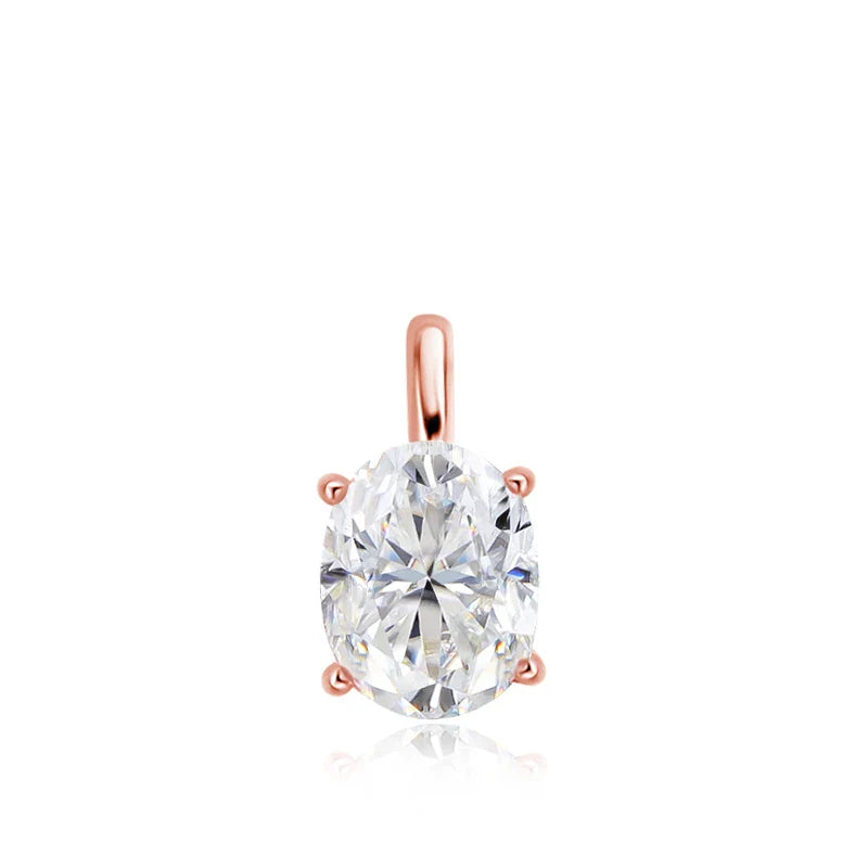 3/4/5CT Oval Cut Moissanite Pendant Necklace for Women Men Lab Diamond Classic Solitaire Chain Real 925 Sterling Silver