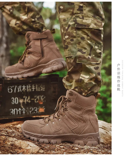 Men Hunting Hiking Shoes Brand Tactical Boots Waterproof Lace Up Desert Unisex Size Plus Army Boots Motorcycle Climbing Shoes