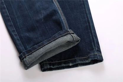 2026 New Men's Yellow Jeans, Blue Stretch Biker Trousers, Broken Hole Jeans, Fashion Popular Men Denim Pants Big Size 29-42