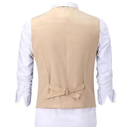 Men Vest White Single Button With Black Lapel Waistcoat For Wedding Birthday Banquet Party Business Work Daily Men Suit Vest