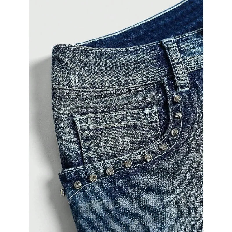 Women's Blue Denim Shorts Y2k Jeans Harajuku American Vintage High Waist Jorts Casual Jeans 2000s Embroidery Sexy Clothes Summer