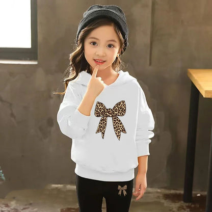 Bow Print Girls Red Hoodie Children 3-12 Years Boys Casual Tops+Pants Sets Long Sleeves Autumn Fashion Kids Long Sleeves Clothes
