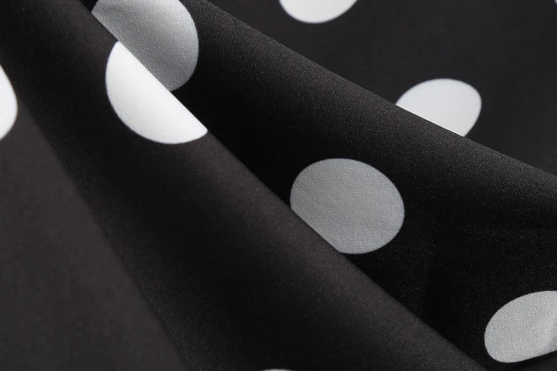 Elegant Women Summer Dress Puff Short Sleeve Polka Dot Peter pan Collar Vintage A-line Midi Long Party Sundress
