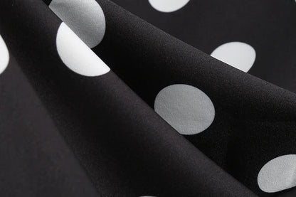 Elegant Women Summer Dress Puff Short Sleeve Polka Dot Peter pan Collar Vintage A-line Midi Long Party Sundress