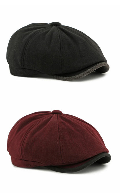 Beret Cap Men Women Autumn Winter Hat Thick Warm Artist Painter Wool Beret Hat Male Female Flat Octagonal Cap Mens Berets
