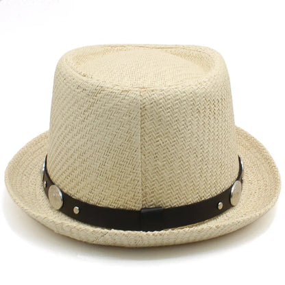 Men Women Straw Pork Pie Hats Summer Sunhat Boater Caps Sailor Sombrero Beach Fedora Trilby Outdoor Travel US Size 7 1/4 UK L