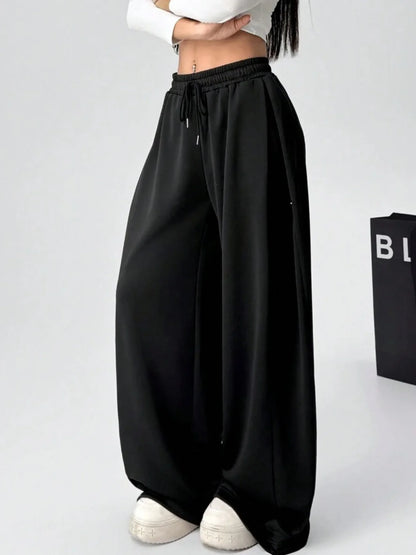 Women's Plus-size Fleece Sweatpants for Autumn and Winter Warm Casual Loose Stylish and Versatile Streetwear Trendy Oversized