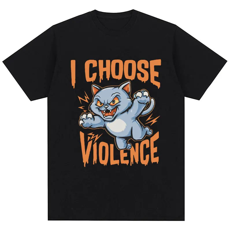 I Choose Violence T Shirt Funny Duck Humor Slogan Short Sleeve T-shirts Men Women 100% Cotton Loose Oversized T-shirt Streetwear
