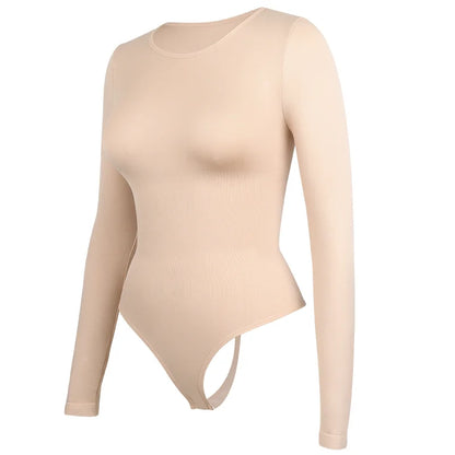 Women Full Body Shaper Long Sleeve Round Neck Shapewear Slimming Breathable Bodysuit Tummy Control Waist Trainer Corset
