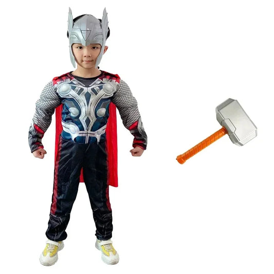Thor Muscle Anime Smile Hero Cosplay Costume, Combinaison, Marteau Everak, Ensemble Complet, Costumes d'Halloween et de Carnaval