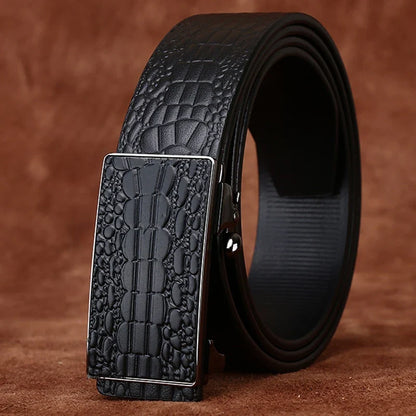 3.5CM Pure Cowhide High Quality Genuine Leather Belts for Men Strap Male Toothless Automatic Buckle Business Suit Trouser Belt