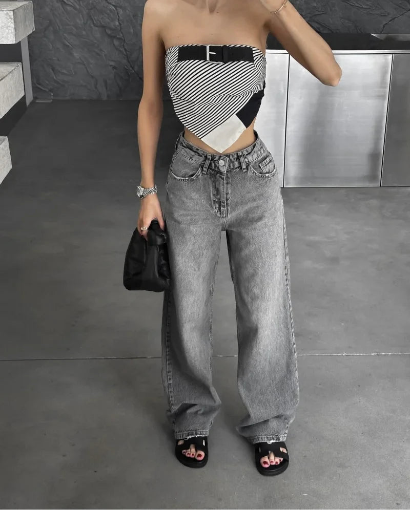 Z1975 straight height waist long jeans 2025 ETJ Autumn/Winter New Wash Product y2k Classic  Jeans for women