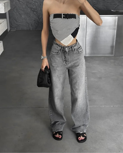 Z1975 straight height waist long jeans 2025 ETJ Autumn/Winter New Wash Product y2k Classic  Jeans for women