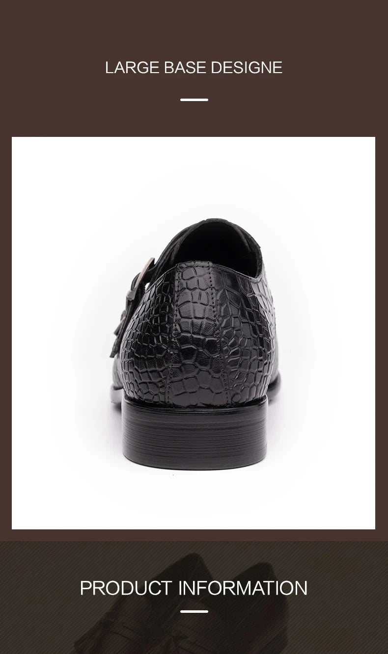 Men's Genuine Leather Dress Loafers Handmade Double Buckle Monk Slip-On Shoes for Party & Formal Wear Fashion& Men's Footwear