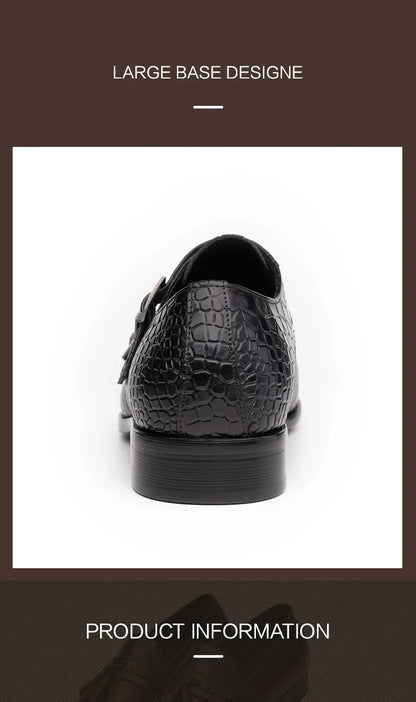 Men's Genuine Leather Dress Loafers Handmade Double Buckle Monk Slip-On Shoes for Party & Formal Wear Fashion& Men's Footwear