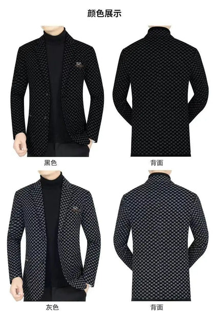 Winter Add Velvet Woolen Suit Jackets Men Thick Warm Wedding Blazers Brand Casual Business Dress Coat Social Office Streetwear