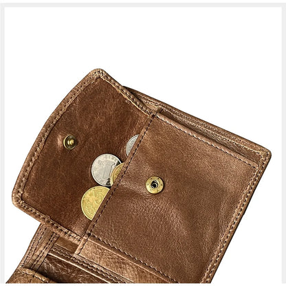 Multi-Functional First Layer Cowhide Men's Wallet Retro Horizontal Zipper Change Credit Card Position Men's Real-Leather Bag