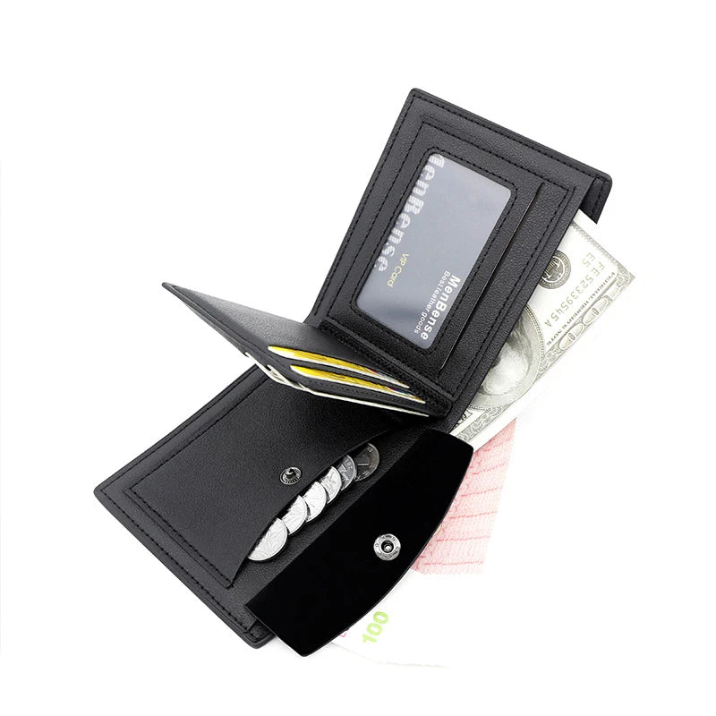 2025 New Male Short Bifold Zipper Card Holder Purse Slim Men's Wallets Simple Coin Pocket High Quality PU Leather Men Money Bag