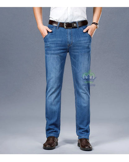 Brand Clothing High Quality Summer Cotton Men's Jeans Classic Business Straight Denim Black Pants Work Trouser Male Plus size 40