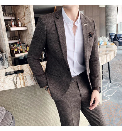 Blazer Plus Size 7XL Men's Blazer Fashion Business Italian Style Linen Leisure Wedding for Office Workers Assembling A Blazer