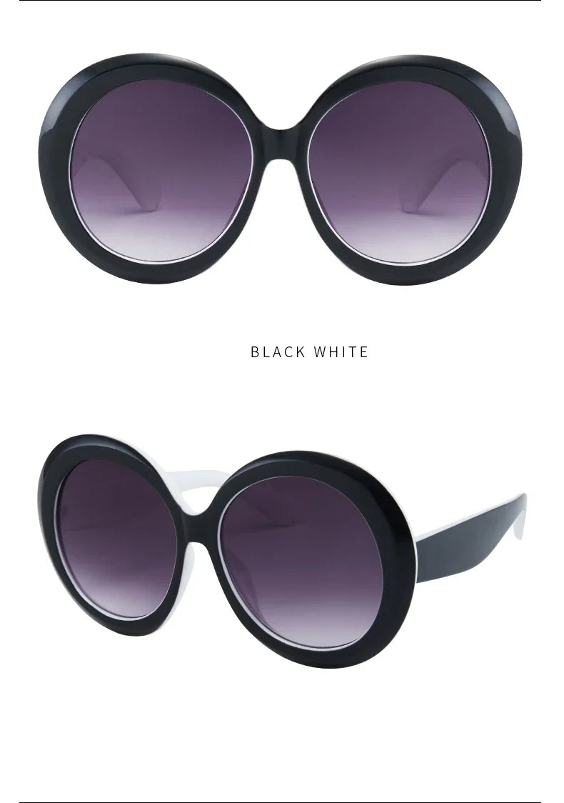 Retro Big Round Frame Sunglasses Lady Oversized Fashionable Street View Sunglasses Beach Resort Sunglasses