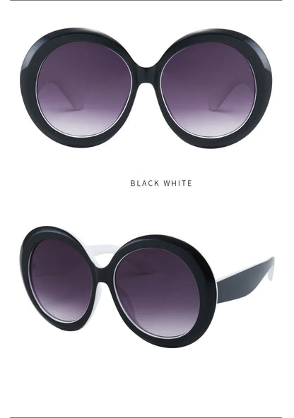 Retro Big Round Frame Sunglasses Lady Oversized Fashionable Street View Sunglasses Beach Resort Sunglasses