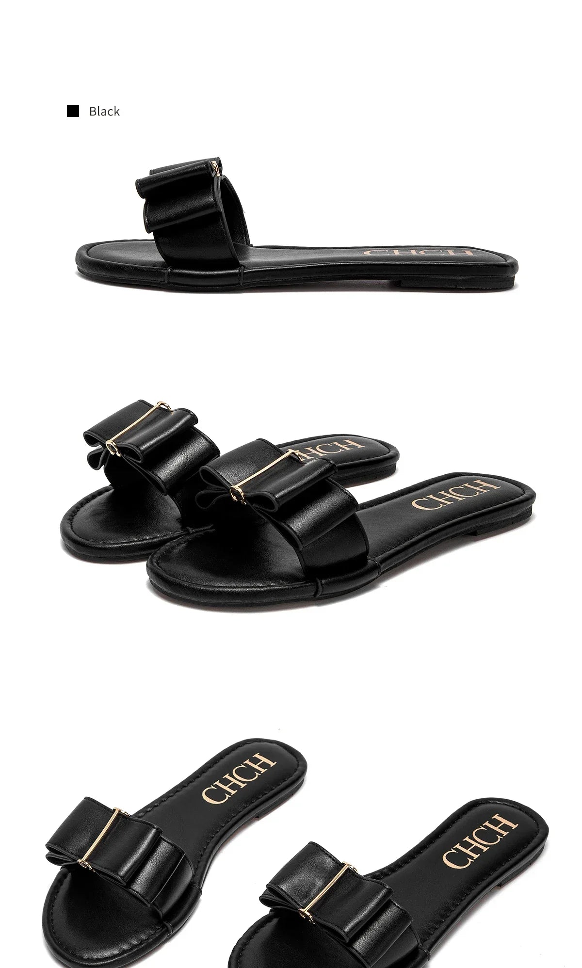 Women's Flat Shoes  New Summer Bow Casual Slippers Black Commuting Woman Shoes