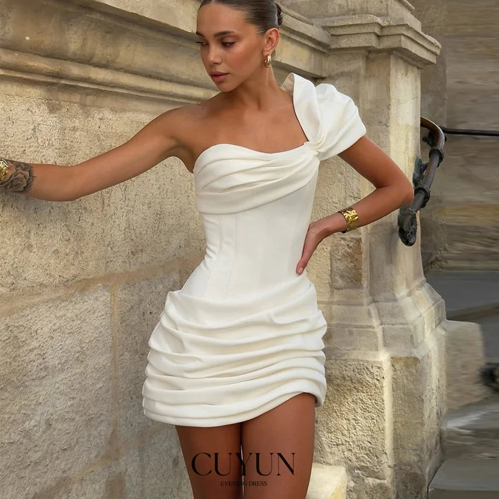 One Shoulder Sexy Mini Women Prom Dresses Backless Customized Sheath Party Dresses Bridal Wedding Party Dresses 2025